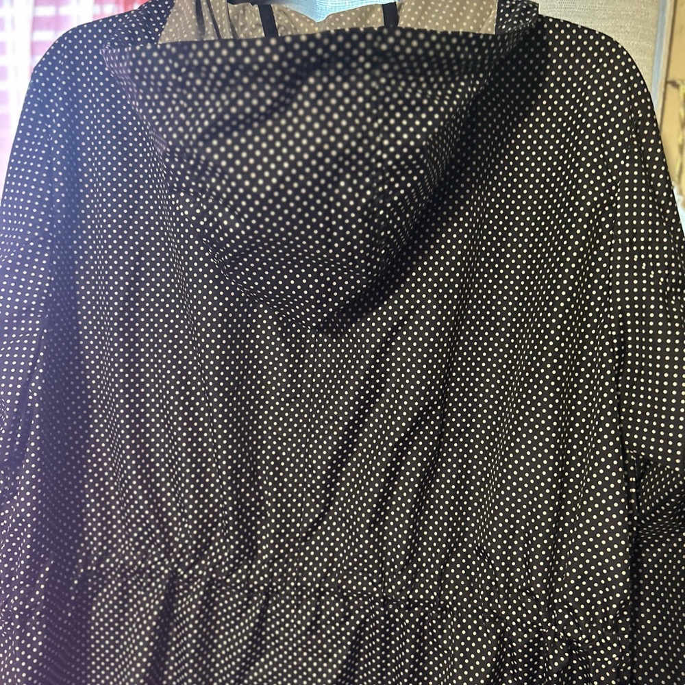 Susan Graver Blue and White Trench Coat with Polka Dot Pattern - Picture 3 of 3